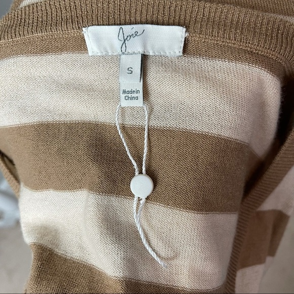 NEW Joie Tan Striped Dolman V Neck Sweater S - Picture 6 of 9